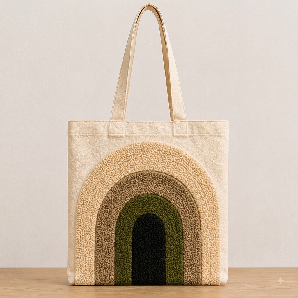 Tufted Canvas Tote Bag – Handcrafted Style Meets Everyday Function