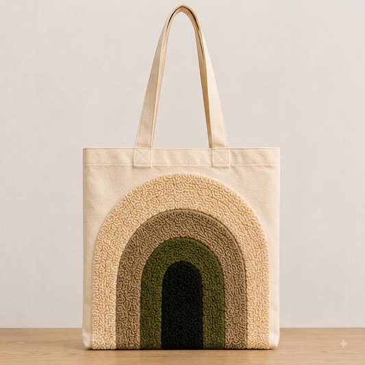 Tufted Canvas Tote Bag – Handcrafted Style Meets Everyday Function