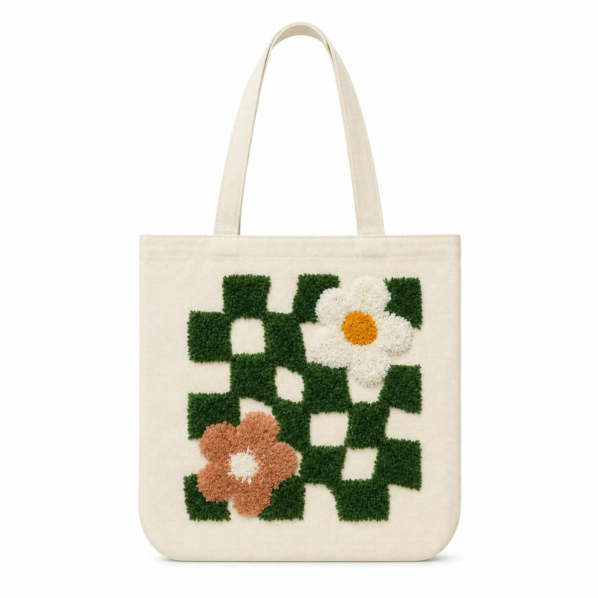 Tufted Canvas Tote Bag – Handcrafted Style Meets Everyday Function