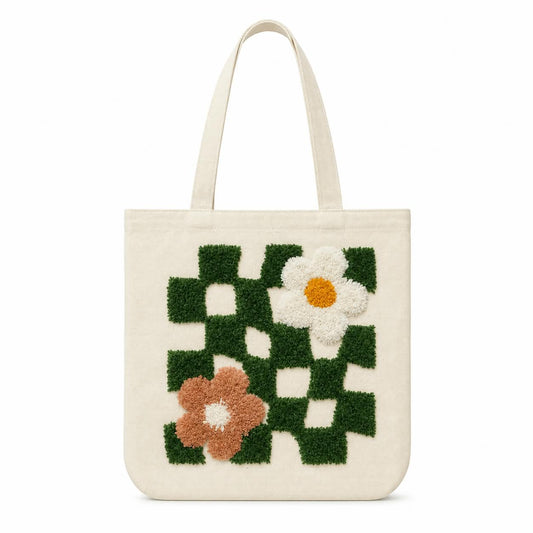 Tufted Canvas Tote Bag – Handcrafted Style Meets Everyday Function